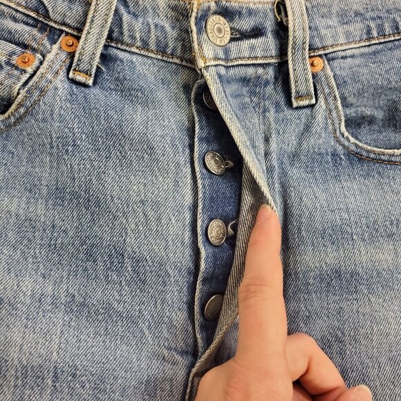 Levis Womens Ribcage Straight Leg Jeans Size 27 Blue Denim Button Fly - Picture 5 of 14
